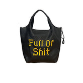 Yellow Vegan Leather Full of Shit Black Shoulder Bag